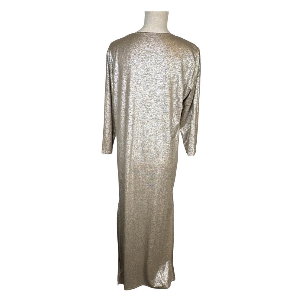 Majestic Filatures Linen Blend Deluxe Tee Shirt Metallic Maxi Dress Women's 5/XL - Picture 5 of 8